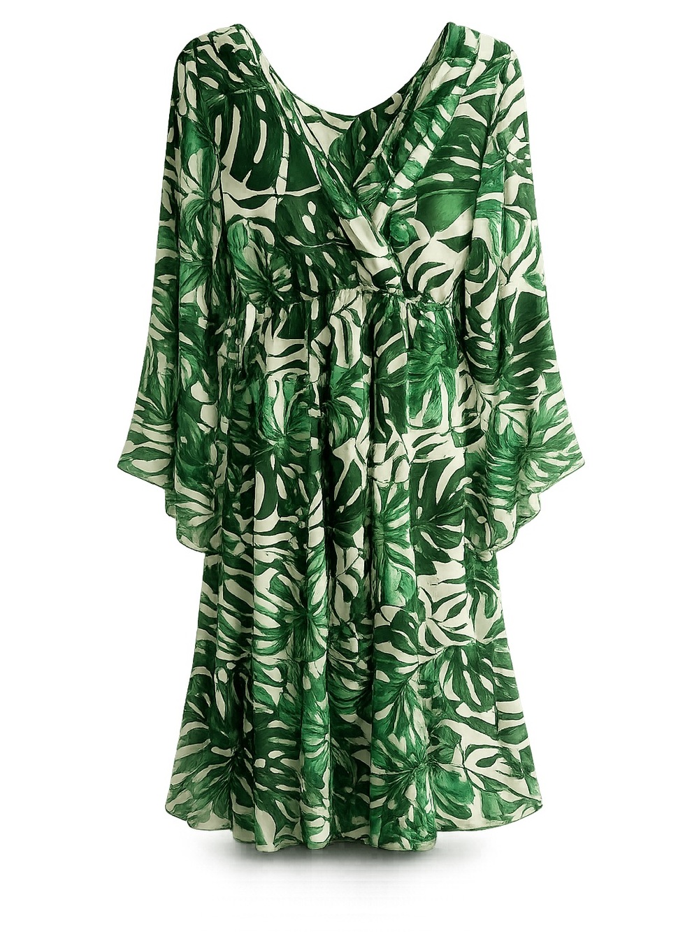 Meghan Los Angeles Tropical Monstera Print High-Low Mini Dress Size Large
